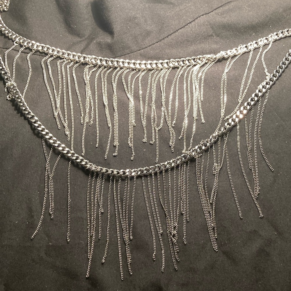 Simply Vera Two Strand Fringe Chain Statement Necklace